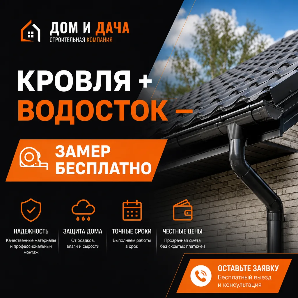 Кровля + водосток — замер бесплатно